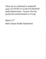 COVID-19 and the MHA Nation
