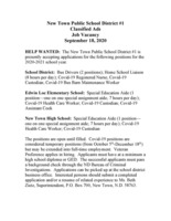 Job Openings at New Town Schools